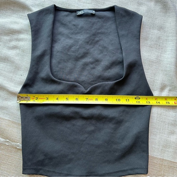 Zara Black Sleeveless Sweetheart‎ Crop Top Size S - Picture 4 of 9